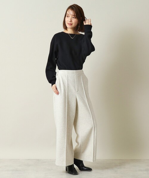 ITS'DEMO（イッツデモ）の「◆【手洗い可／後ろウエストゴム】カットメルトンワイドパンツ（その他パンツ・レディース・グレー/アイボリー/ネイビー・00）」の11枚目の写真