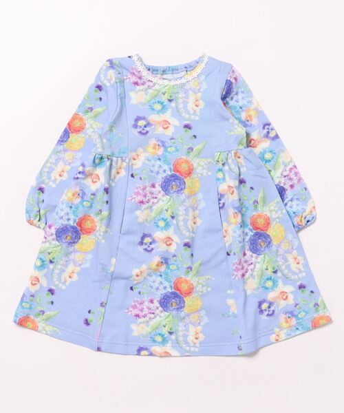 ストライプフラワープリントワンピース（ワンピース）｜hakka kids（ハッカキッズ）