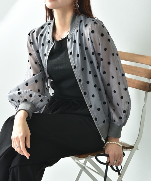 actuel（アクチュエル）の「【ａｃｔｕｅｌ】シアードットフロッキーＺＩＰブルゾン（ブルゾン・レディース・ブラック/グレー・FREE）」の2枚目の写真