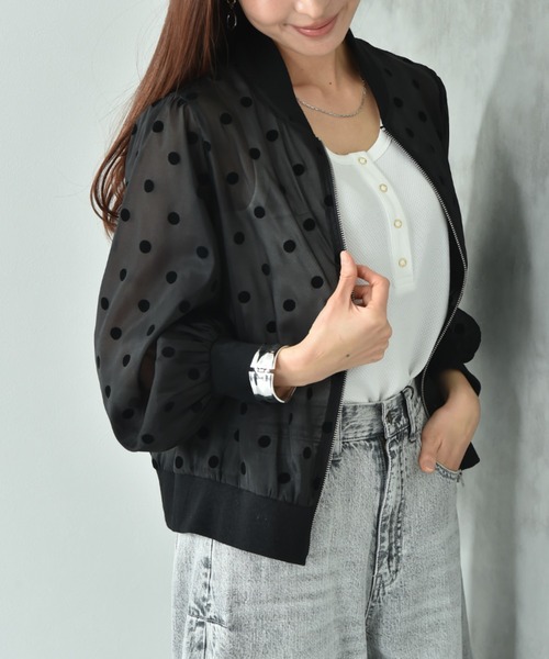 actuel（アクチュエル）の「【ａｃｔｕｅｌ】シアードットフロッキーＺＩＰブルゾン（ブルゾン・レディース・ブラック/グレー・FREE）」の11枚目の写真