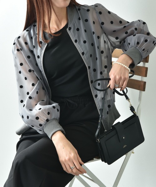 actuel（アクチュエル）の「【ａｃｔｕｅｌ】シアードットフロッキーＺＩＰブルゾン（ブルゾン・レディース・ブラック/グレー・FREE）」の3枚目の写真