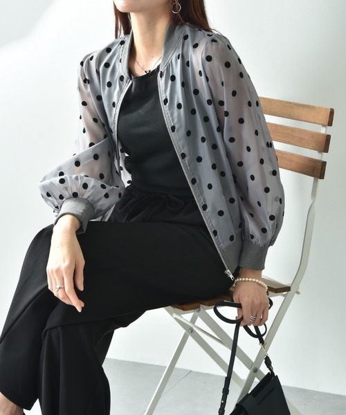 actuel（アクチュエル）の「【ａｃｔｕｅｌ】シアードットフロッキーＺＩＰブルゾン（ブルゾン・レディース・ブラック/グレー・FREE）」の4枚目の写真