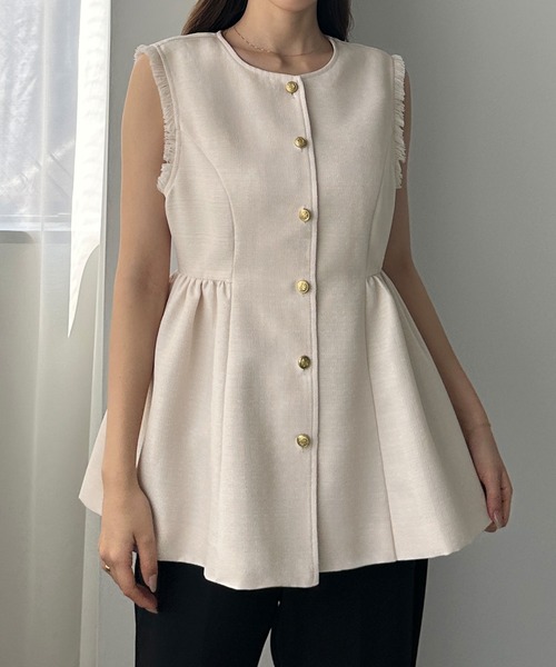 Louere（ルエレ）の「ゴールドボタンペプラムフリンジベスト（ベスト・レディース・ブラウン系その他/アイボリー/ブラック・X-LARGE/LARGE/MEDIUM/SMALL）」の15枚目の写真