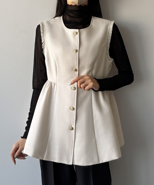 Louere（ルエレ）の「ゴールドボタンペプラムフリンジベスト（ベスト・レディース・ブラウン系その他/アイボリー/ブラック・X-LARGE/LARGE/MEDIUM/SMALL）」の21枚目の写真