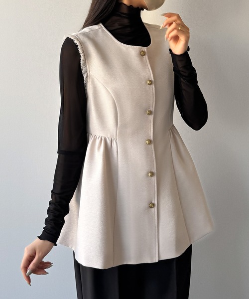 Louere（ルエレ）の「ゴールドボタンペプラムフリンジベスト（ベスト・レディース・ブラウン系その他/アイボリー/ブラック・X-LARGE/LARGE/MEDIUM/SMALL）」の22枚目の写真