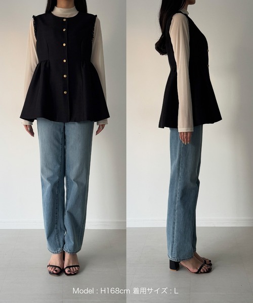 Louere（ルエレ）の「ゴールドボタンペプラムフリンジベスト（ベスト・レディース・ブラウン系その他/アイボリー/ブラック・X-LARGE/LARGE/MEDIUM/SMALL）」の13枚目の写真