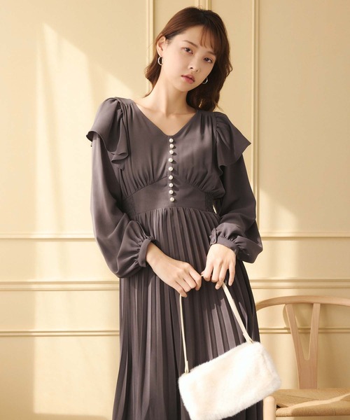 fifth（フィフス）の「フリルデザインパールボタンワンピース（ワンピース・レディース・ピンク/ブラック/チャコールグレー・M）」の13枚目の写真