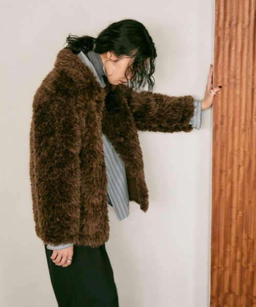 SHAGGIE シャギー ファーブルゾンジャケット/ファーコート ブラウン 茶色 ViVi掲載】ファーブルゾンジャケット/ファーコート（ブルゾン