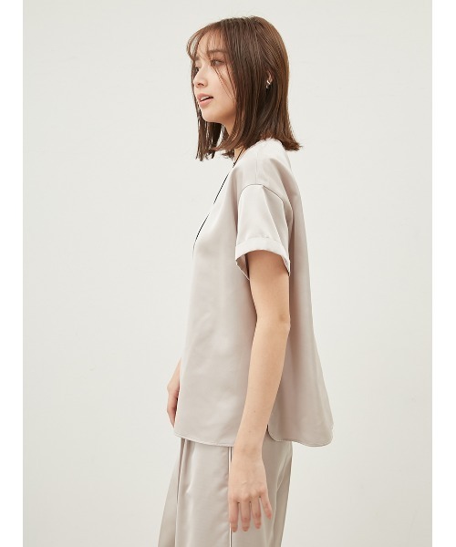 ロールアップTシャツサテントップス【ウォッシャブル】（Tシャツ