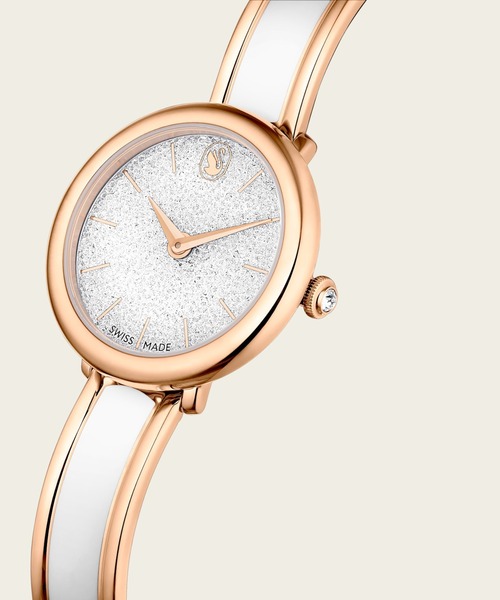 SWAROVSKI(スワロフスキー)の「【公式】【スワロフスキー】Crystalline bangle ウォッチ, スイス製, メタルブレスレット, ホワイト, ローズゴールドトーン仕上げ(アナログ腕時計・レディース・ホワイト・FREE)」の4枚目の写真