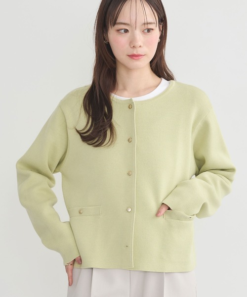 earth music&ecology（アースミュージックアンドエコロジー）の「スポンディッシュポケット付きカーディガン（カーディガン/ボレロ・レディース・ネイビー/ベージュ/その他7/アイボリー/ブルー/イエロー・FREE）」の5枚目の写真