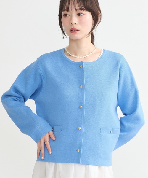 earth music&ecology（アースミュージックアンドエコロジー）の「スポンディッシュポケット付きカーディガン（カーディガン/ボレロ・レディース・ネイビー/ベージュ/その他7/アイボリー/ブルー/イエロー・FREE）」の4枚目の写真