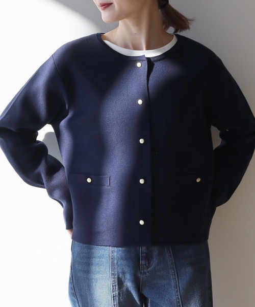 earth music&ecology（アースミュージックアンドエコロジー）の「スポンディッシュポケット付きカーディガン（カーディガン/ボレロ・レディース・ネイビー/ベージュ/その他7/アイボリー/ブルー/イエロー・FREE）」の10枚目の写真