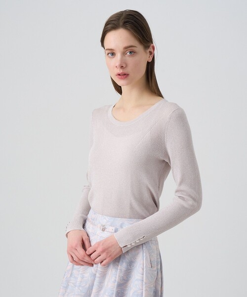 ANAYI(アナイ)の「LUREX リブ プルオーバー(ニット/セーター・レディース・シルバー/ピンク・36/38)」の1枚目の写真