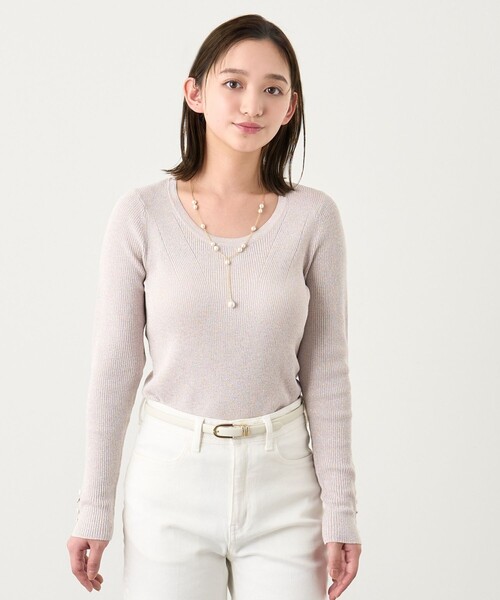 ANAYI(アナイ)の「LUREX リブ プルオーバー(ニット/セーター・レディース・シルバー/ピンク・36/38)」の6枚目の写真