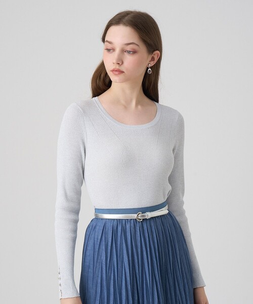 ANAYI(アナイ)の「LUREX リブ プルオーバー(ニット/セーター・レディース・シルバー/ピンク・36/38)」の8枚目の写真