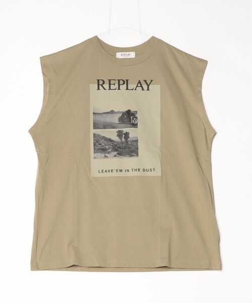 REPLAY(リプレイ)の「ボーイフィットベーシックジャージーPHOTOプリントTシャツ(Tシャツ/カットソー・レディース・アーミー・MEDIUM/SMALL/X-SMALL)」の1枚目の写真