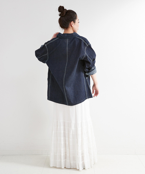 Lee（リー）の「LEE/リー DUNGAREES ロコジャケット（カバーオール・レディース・ネイビー/ブルー・SMALL）」の6枚目の写真