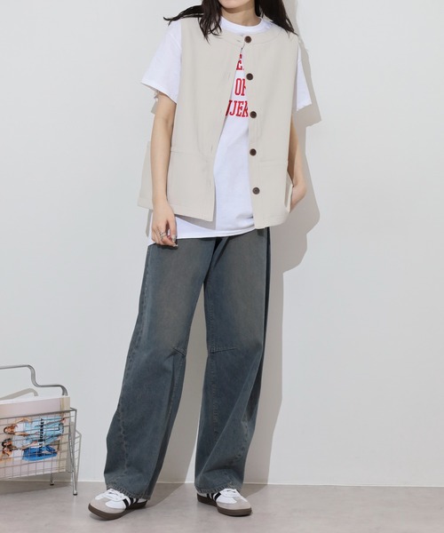 On One's Own(オンワンズオン)の「ピンタック織りゆったりベスト(ベスト・レディース・アイボリー・M)」の6枚目の写真