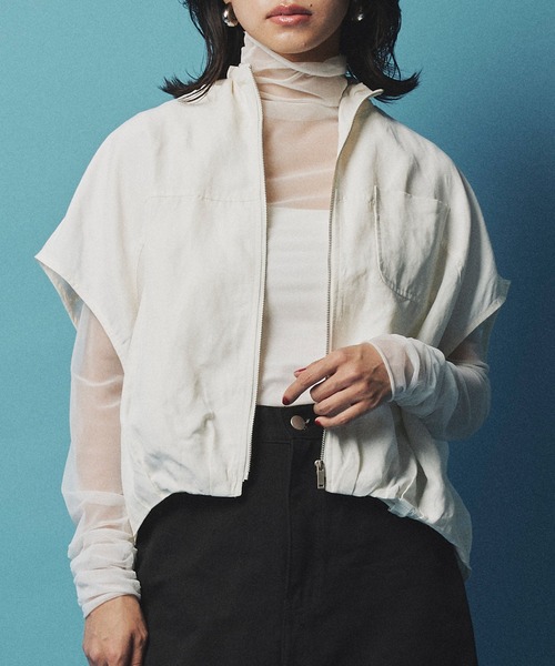 Narcissus（ナルシス）の「【WEB限定】フレンチブルゾンジャケット（ベスト・レディース・ブラック/ホワイト・FREE）」の2枚目の写真