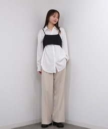ダブルタックワイドストレートスラックス/double tuck wide straight slacks ロング丈 ベーシック きれいめ 大人カジュアル シンプル モード オフィスカジュアル