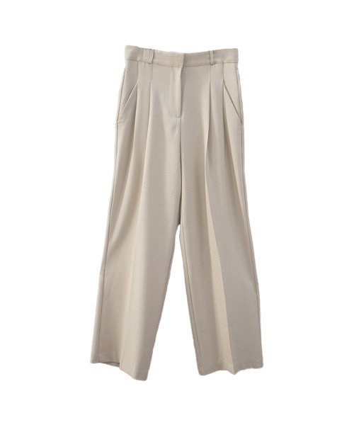Reurie'（レウリィ）の「ダブルタックワイドストレートスラックス／double tuck wide straight slacks ロング丈 ベーシック きれいめ 大人カジュアル シンプル モード オフィスカジュアル（スラックス・レディース・アイボリー/ブラウン・S/M）」の7枚目の写真