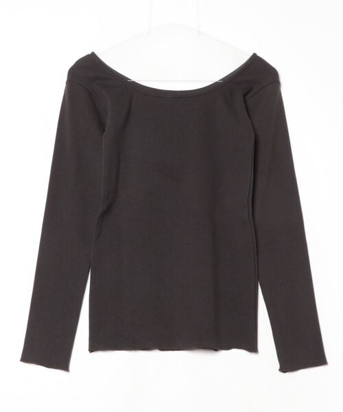 RITA（リタ）の「RITA / リタ OVAL NECK RIB LS TOP オーバルネック リブカットソー（Tシャツ/カットソー・レディース・チャコールグレー・FREE）」の2枚目の写真
