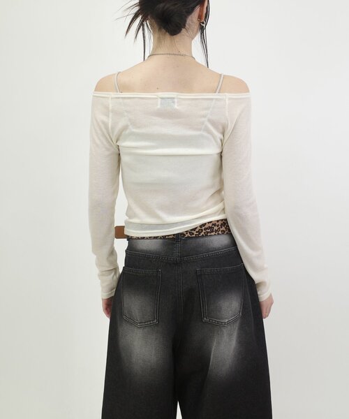 WHO'S WHO gallery（フーズフーギャラリー）の「シアーワンオフショルトップス（Tシャツ/カットソー・レディース・ブラック/オフホワイト/グレー/ホワイト・FREE）」の9枚目の写真