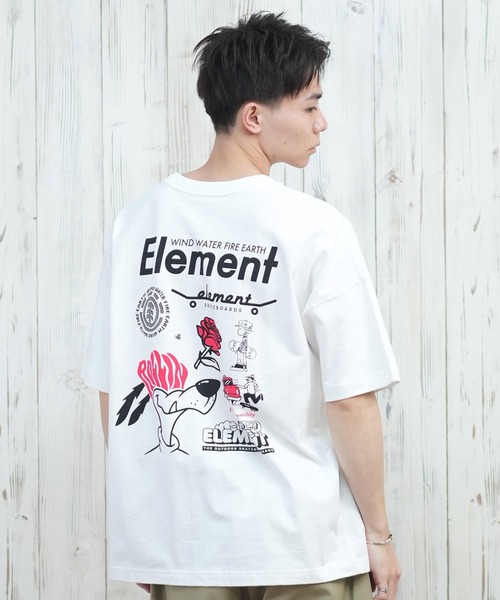 ELEMENT(エレメント)の「ELEMENT/エレメント 半袖Tシャツ バックプリント オーバーサイズ BF021-203(Tシャツ/カットソー・メンズ・ホワイト/イエロー×グレー/ブラック・XL/L/M)」の5枚目の写真