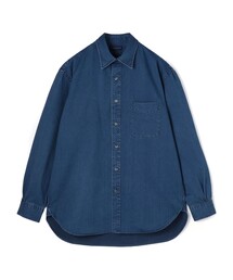 コットンインディゴ セミワイドカラーシャツ