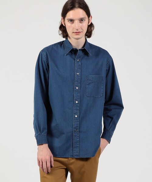 TOMORROWLAND （トゥモローランド）の「コットンインディゴ セミワイドカラーシャツ（シャツ/ブラウス・メンズ・ブルー・M/L/S/XS）」の2枚目の写真