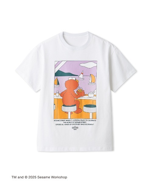 セサミストリート モノトーンTシャツパペット ELMO XZ517 Tシャツ エルモ elmo セサミストリート 90s 黒 ホラー