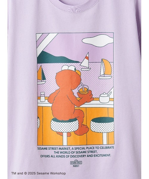 セサミストリート モノトーンTシャツパペット ELMO 90s USA製 セサミストリート エルモ キャラクターt プリントt 白