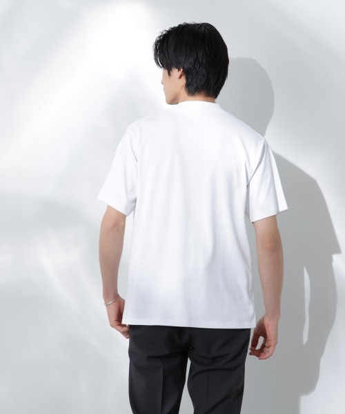 NANO universe（ナノユニバース）の「Anti Soaked(R)  汗染み防止 モックネックレギュラーシルエットTシャツ（Tシャツ/カットソー・メンズ・ホワイト/ブラック/トップグレー/ダークブルー・S/M/L/XL）」の8枚目の写真