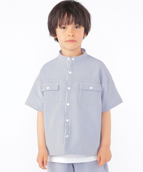 SHIPS（シップス）の「SHIPS KIDS:100～130cm /〈UVカット/吸水速乾〉ドライタッチ ストライプ シャツ（シャツ/ブラウス・キッズ・ブルー系/ベージュ系その他・120/110/100/130）」の19枚目の写真