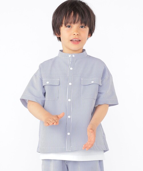 SHIPS（シップス）の「SHIPS KIDS:100～130cm /〈UVカット/吸水速乾〉ドライタッチ ストライプ シャツ（シャツ/ブラウス・キッズ・ブルー系/ベージュ系その他・120/110/100/130）」の20枚目の写真