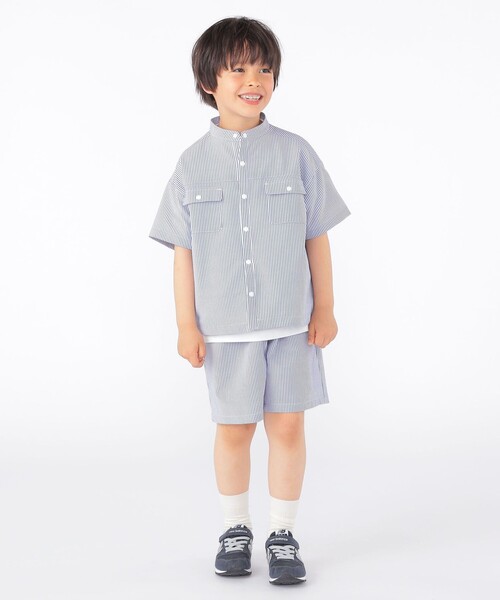 SHIPS（シップス）の「SHIPS KIDS:100～130cm /〈UVカット/吸水速乾〉ドライタッチ ストライプ シャツ（シャツ/ブラウス・キッズ・ブルー系/ベージュ系その他・120/110/100/130）」の10枚目の写真
