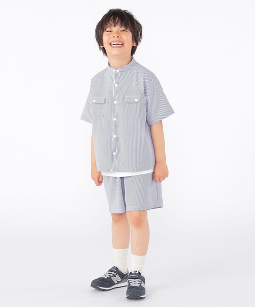SHIPS（シップス）の「SHIPS KIDS:100～130cm /〈UVカット/吸水速乾〉ドライタッチ ストライプ シャツ（シャツ/ブラウス・キッズ・ブルー系/ベージュ系その他・120/110/100/130）」の11枚目の写真