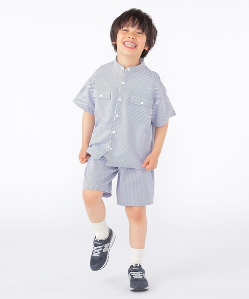 SHIPS（シップス）の「SHIPS KIDS:100～130cm /〈UVカット/吸水速乾〉ドライタッチ ストライプ シャツ（シャツ/ブラウス・キッズ・ブルー系/ベージュ系その他・120/110/100/130）」の12枚目の写真
