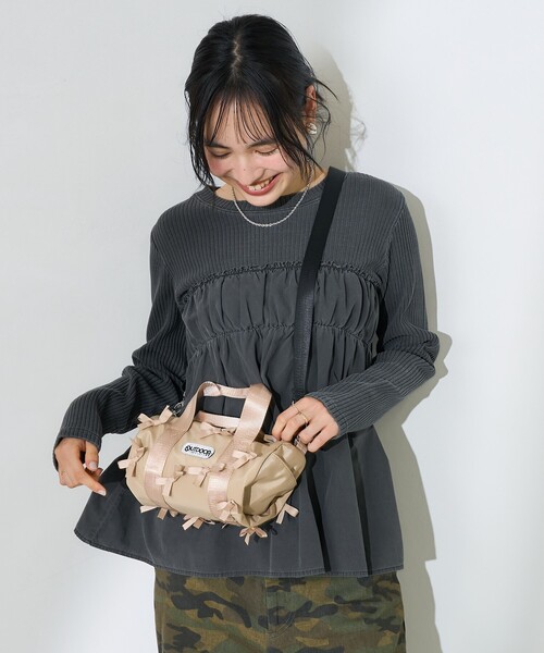 FREAK'S STORE（フリークスストア）の「アーミーリブ コンビ ピグメントロンT/ドッキングカットソー（Tシャツ/カットソー・レディース・パープル/ナチュラル/チャコールグレー・ﾌﾘ-）」の8枚目の写真