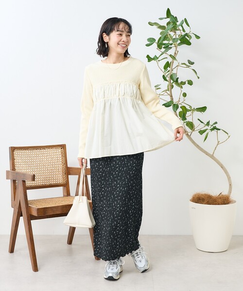 FREAK'S STORE（フリークスストア）の「アーミーリブ コンビ ピグメントロンT/ドッキングカットソー（Tシャツ/カットソー・レディース・パープル/ナチュラル/チャコールグレー・ﾌﾘ-）」の16枚目の写真