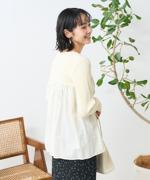 FREAK'S STORE（フリークスストア）の「アーミーリブ コンビ ピグメントロンT/ドッキングカットソー（Tシャツ/カットソー・レディース・パープル/ナチュラル/チャコールグレー・ﾌﾘ-）」の18枚目の写真