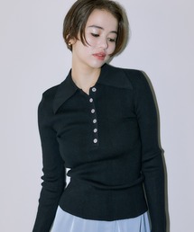 LIENCOEUR | ビッグカラーハーフボタンリブニット(ニット/セーター)