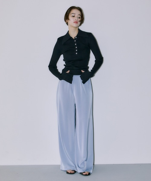 LIENCOEUR(リアンクール)の「ビッグカラーハーフボタンリブニット(ニット/セーター・レディース・ブラック/ブラウン/ミント・FREE)」の22枚目の写真