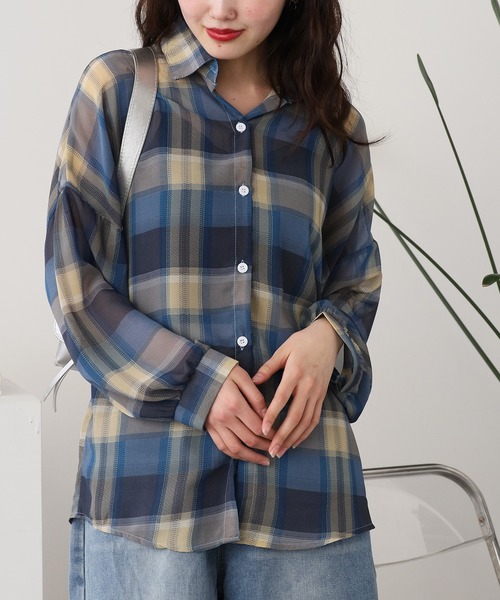 Plaid sheer shirt / チェック柄 シアーシャツ（シャツ/ブラウス