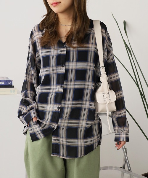 セール】Plaid sheer shirt / チェック柄 シアーシャツ（シャツ