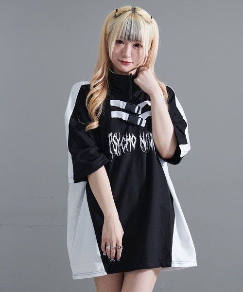 SILVER BULLET(シルバーバレット)の「『PSYCHO NATION/サイコネーション』切り替えハーフZIP TEE(Tシャツ/カットソー・メンズ・ブラック系1/ブラック系2/ホワイト系1・L/M)」の15枚目の写真