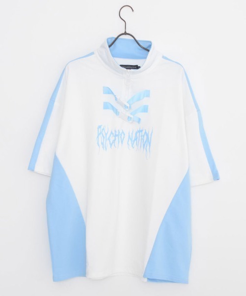 SILVER BULLET(シルバーバレット)の「『PSYCHO NATION/サイコネーション』切り替えハーフZIP TEE(Tシャツ/カットソー・メンズ・ブラック系1/ブラック系2/ホワイト系1・L/M)」の6枚目の写真