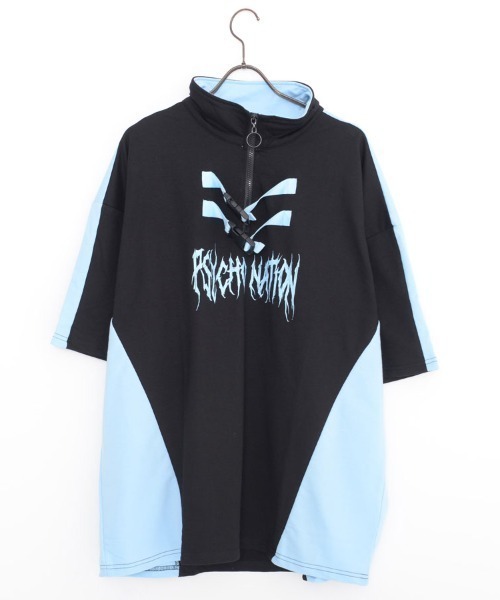 SILVER BULLET(シルバーバレット)の「『PSYCHO NATION/サイコネーション』切り替えハーフZIP TEE(Tシャツ/カットソー・メンズ・ブラック系1/ブラック系2/ホワイト系1・L/M)」の5枚目の写真