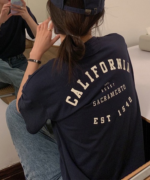 Lace Ladies（レースレディース）の「配色 ロゴ クルーネック 半袖 Tシャツ（Tシャツ/カットソー・レディース・ネイビー/ホワイト・M/XL）」の5枚目の写真